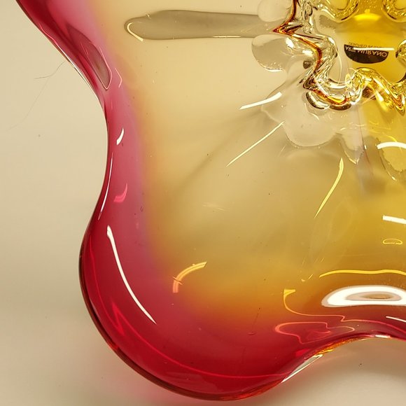 MURANO ITALY ART GLASS ABSTRACT CENTERPIECE PEDESTAL STARFISH BOWL PINK PURPLE - Picture 11 of 16